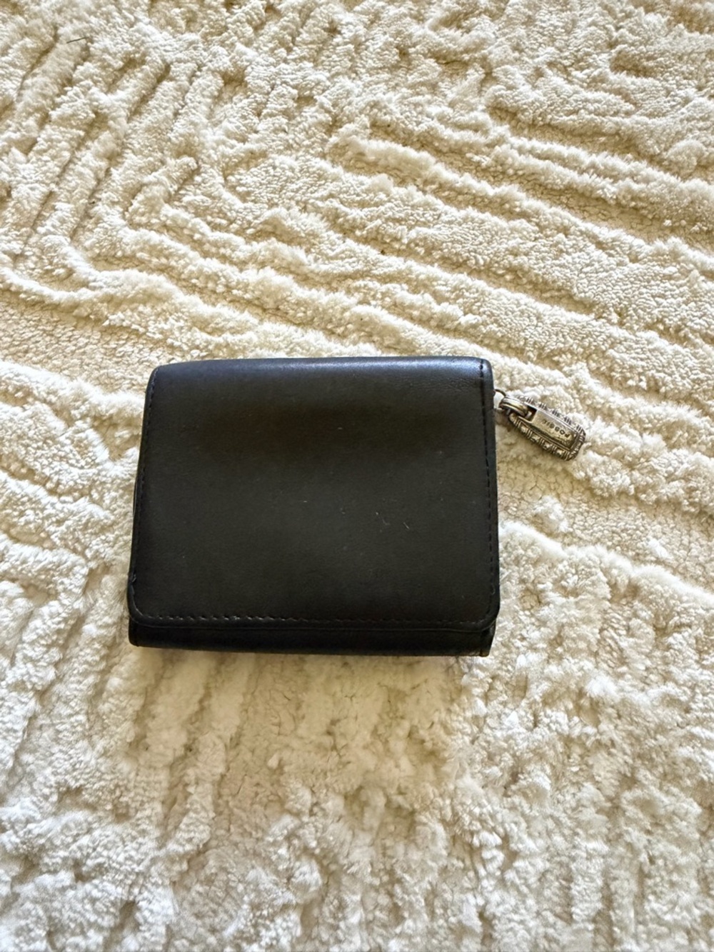 Fossil Black Leather Bifold Wallet ID Window Mens Classic Vintage Style